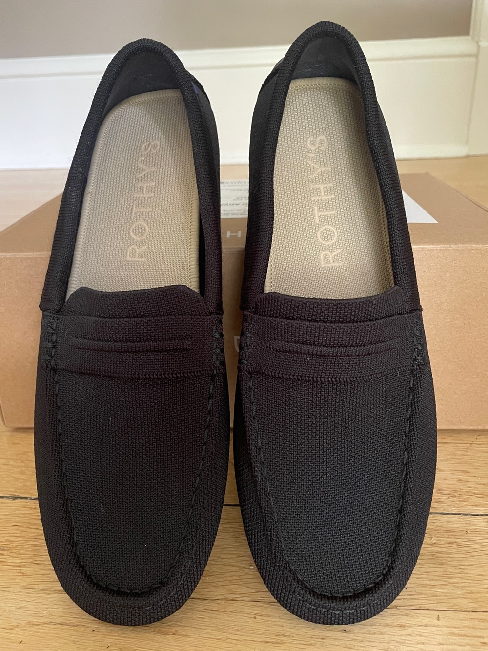 Rothy’s The Driver Loafer Flat Black Knit Comfort Shoes Women’s Size 9